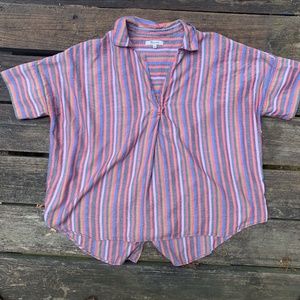 Madewell Courier Rainbow Stripe Button Back Shirt